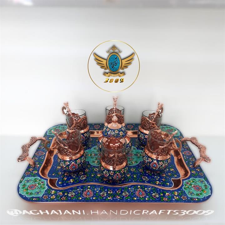 سرویس چای خوری مس و پرداز برند آقاجانی